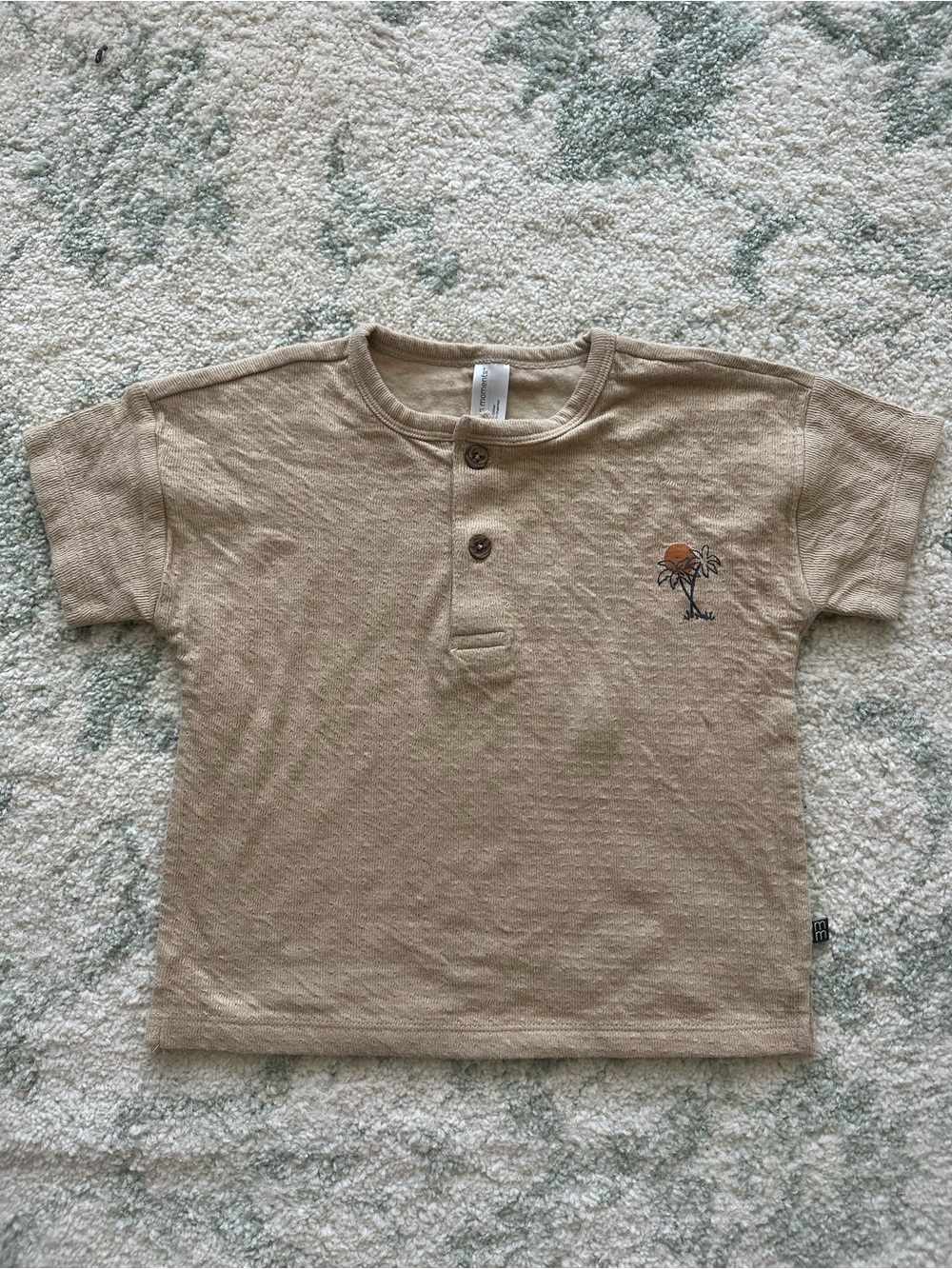 Kids 100% organic cotton Henley Tee with Palm Detail